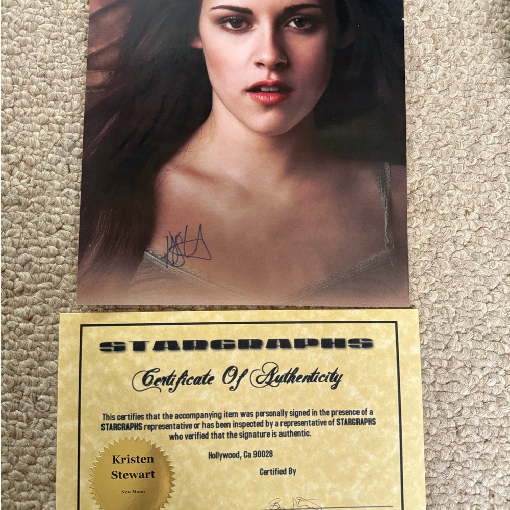 Kristen Stewart Signed Photo with Certificate - Black/Brown Tones